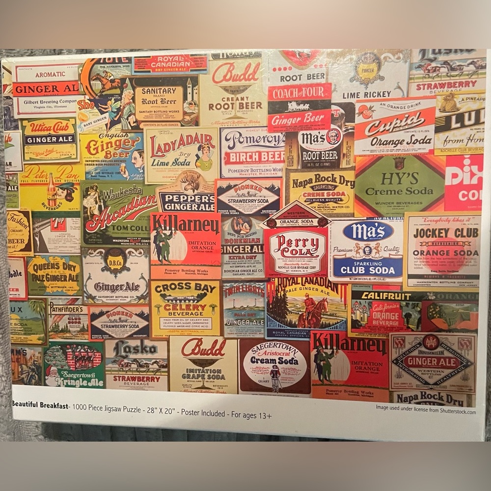 1000 Piece Puzzle “Vintage Sodas” Factory Sealed. Poster Included.